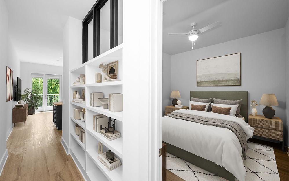 A6 - 1 bedroom floorplan layout with 1 bathroom and 815 square feet (Hallway)