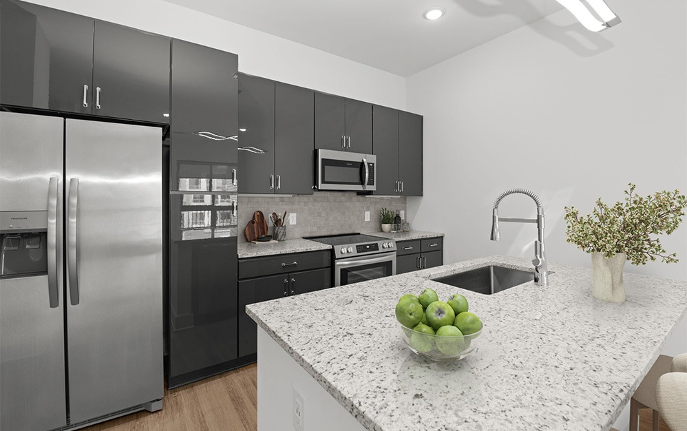 B1-Den - 1 bedroom floorplan layout with 1 bathroom and 800 square feet (Kitchen
)