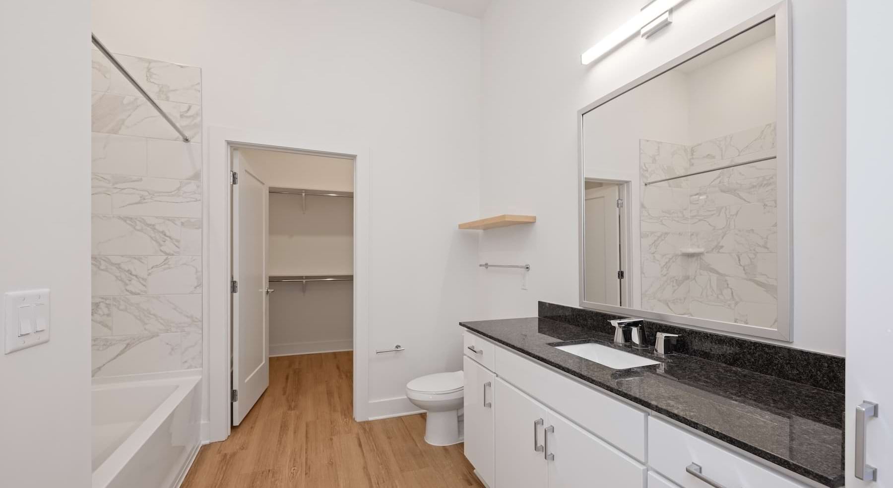 bath area with a connected closet