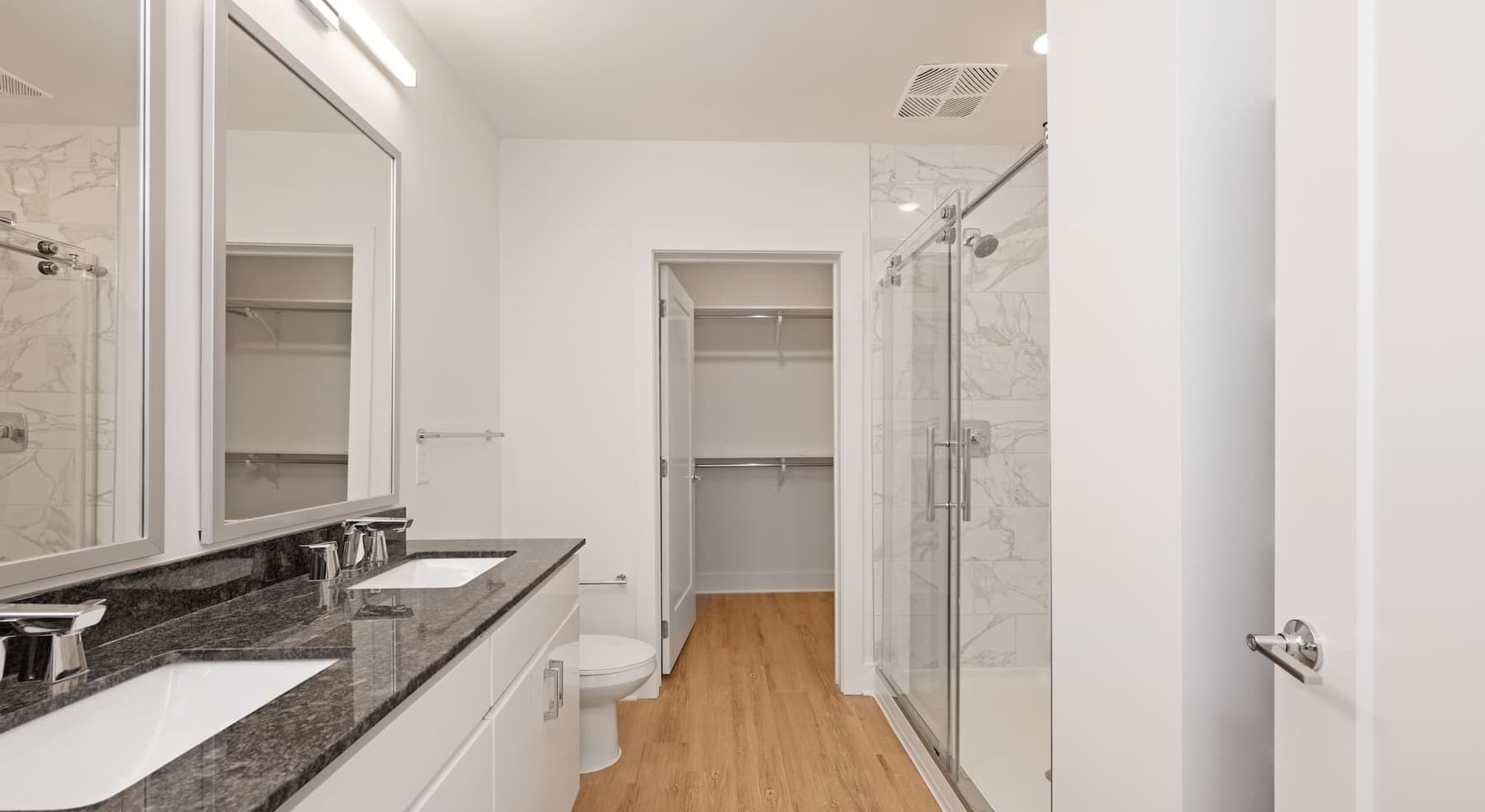 bath area with a connected closet