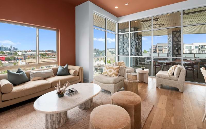 Entrance at Ello House luxury apartments in Charlotte, NC.	